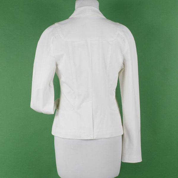 Leon Max Limited Edition NEW $248 Sz 2 Ivory Lined Pockets Cotton Blend Jacket