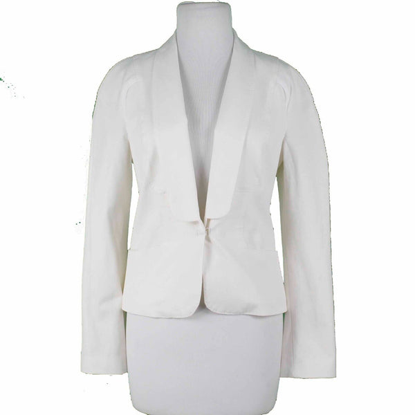 Leon Max Limited Edition NEW $248 Sz 2 Ivory Lined Pockets Cotton Blend Jacket