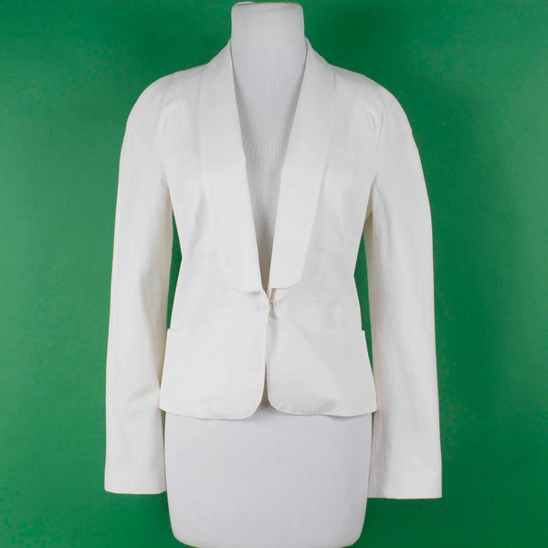 Leon Max Limited Edition NEW $248 Sz 2 Ivory Lined Pockets Cotton Blend Jacket