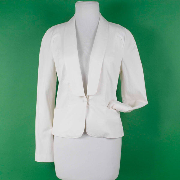 Leon Max Limited Edition NEW $248 Sz 2 Ivory Lined Pockets Cotton Blend Jacket