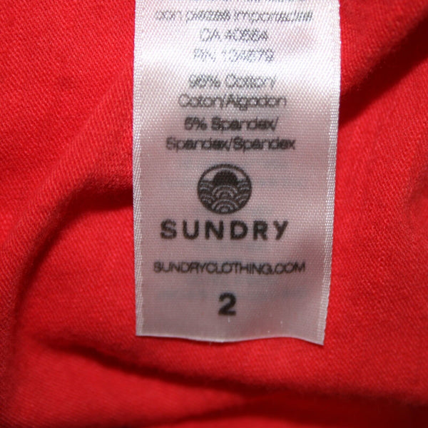 Sundry Sz 2 Red Pleated Long Sleeve Layered Runched Cotton Spandex Dress