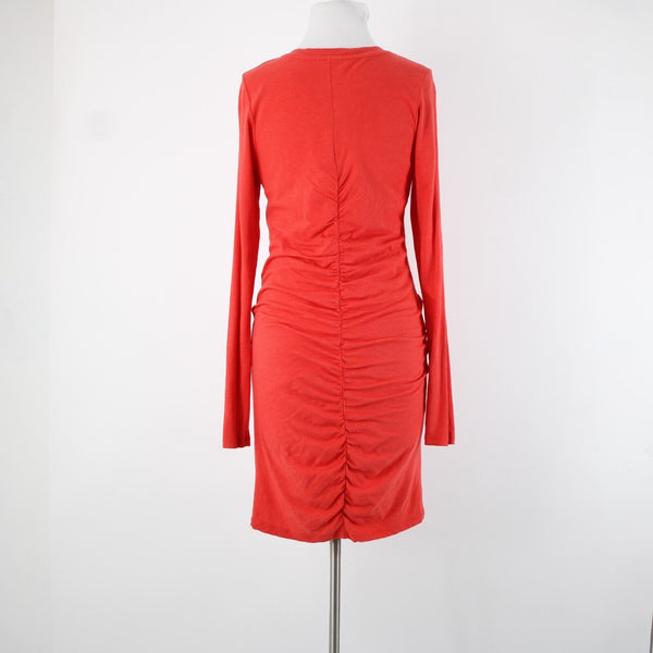 Sundry Sz 2 Red Pleated Long Sleeve Layered Runched Cotton Spandex Dress