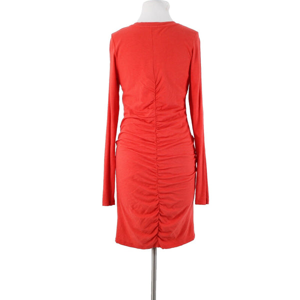Sundry Sz 2 Red Pleated Long Sleeve Layered Runched Cotton Spandex Dress