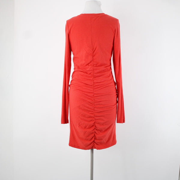 Sundry Sz 2 Red Pleated Long Sleeve Layered Runched Cotton Spandex Dress