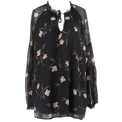 Show Me Your Mumu NEW $150 Sz XS Black Pink Multi Sheer Lined 100% Poly Top
