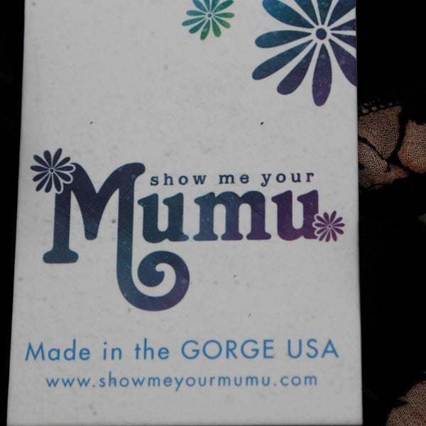 Show Me Your Mumu NEW $150 Sz XS Black Pink Multi Sheer Lined 100% Poly Top