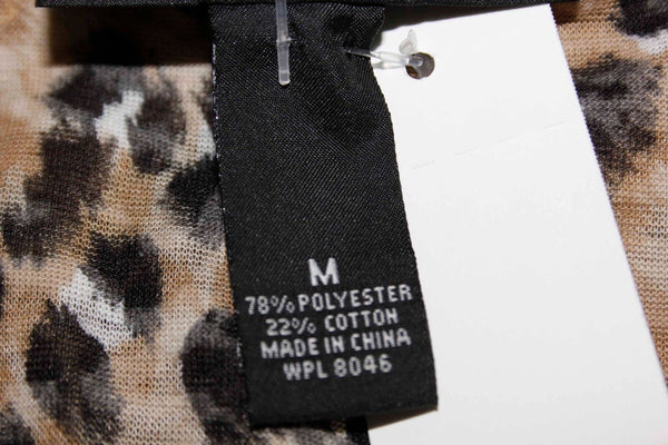 INC Sz M Black Tan Gray Animal Sleeveless Spangled Scoop Neck Side Ruch Top
