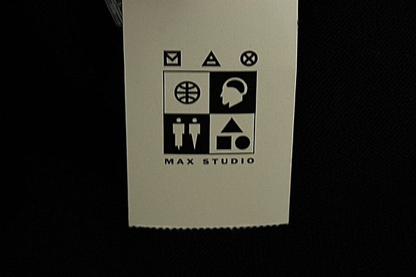 Max Studio NEW Sz S Black Textured Ribbed Waist Rayon Nylon Flat Knit Dress