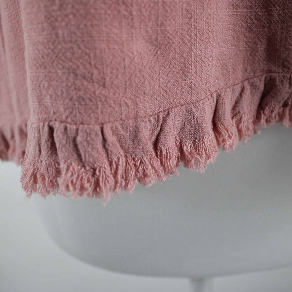 Umgee Sz S Pink Gauze Lacey Embroidered Back Insert Asymm Linen Cotton Poly Top