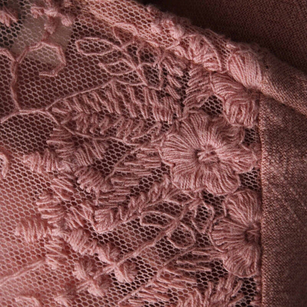 Umgee Sz S Pink Gauze Lacey Embroidered Back Insert Asymm Linen Cotton Poly Top