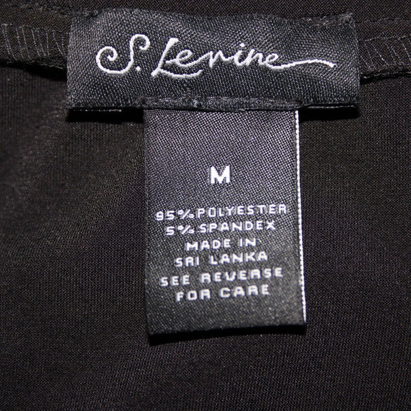 S Levine Sz M Black Rhinestone Off Shoulder Wide Leg Polyester Spandex Jumpsuit