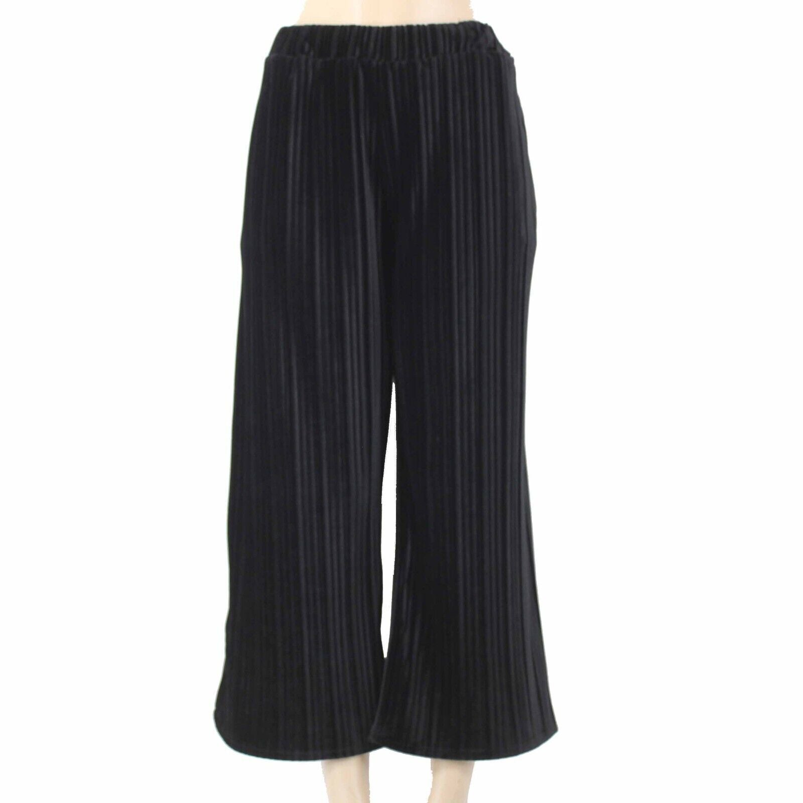 Saks Fifth Ave Sz S P X 25 Black Textured Velour Pocketed 100% Poly Flared Pant