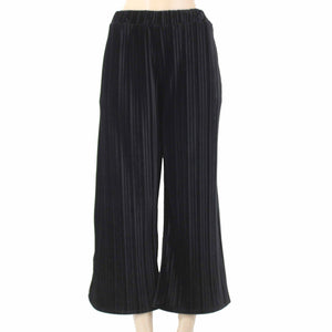 Saks Fifth Ave Sz S P X 25 Black Textured Velour Pocketed 100% Poly Flared Pant