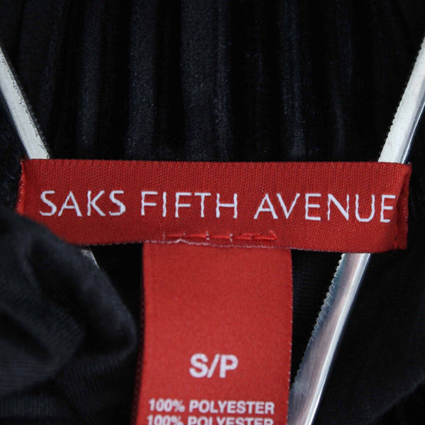 Saks Fifth Ave Sz S P X 25 Black Textured Velour Pocketed 100% Poly Flared Pant