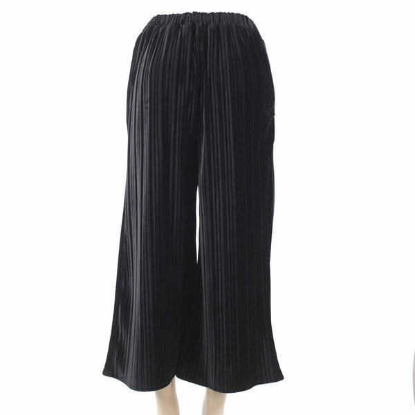 Saks Fifth Ave Sz S P X 25 Black Textured Velour Pocketed 100% Poly Flared Pant