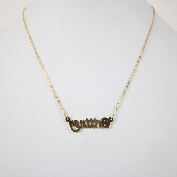 BRITTNEY NEW Name Goldtone Rhinestone Accent 14.5" Multi Ring 4.5" Ext Necklace