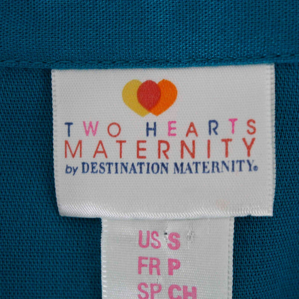 Two Hearts Maternity Sz S Green 2Pc Braided Belt 100% Rayon Woven Top