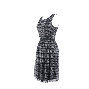 9-H15 STCL Sz XS Black White Ruffle Lined 100% Nylon Rayon Dress