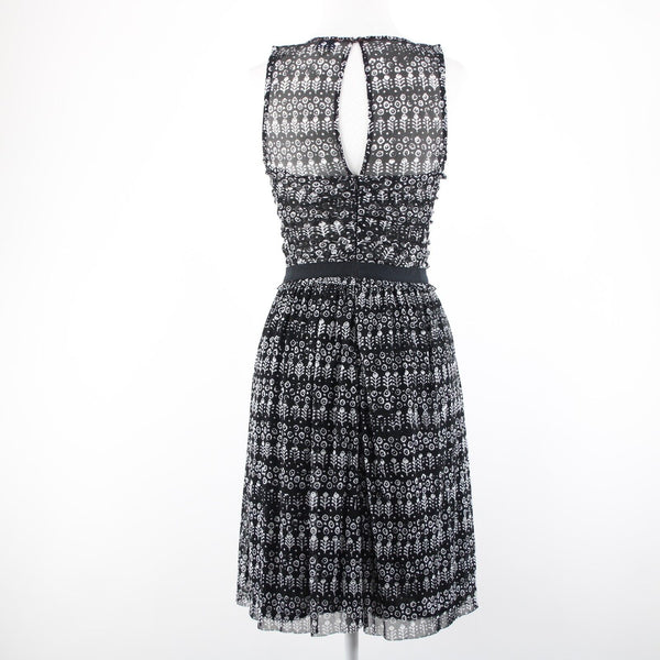 9-H15 STCL Sz XS Black White Ruffle Lined 100% Nylon Rayon Dress