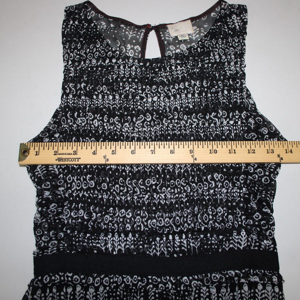 9-H15 STCL Sz XS Black White Ruffle Lined 100% Nylon Rayon Dress
