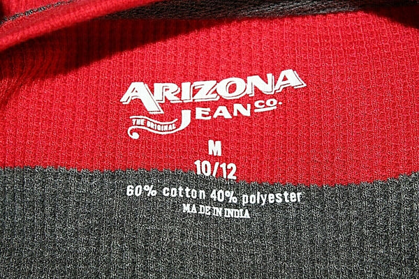 Arizona Jean Co NEW $24 Sz M 10 12 Red Gray Thermal Cotton Poly Blend Shirt