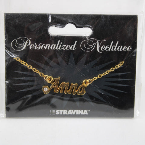 ANNA NEW Name Goldtone Rhinestone Accent 14.5" w 4.5 Multi Ring Ext Necklace