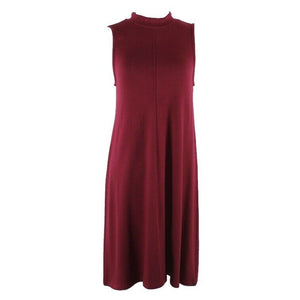 Joan Vass Sz M Burgundy A Line Soft Viscose Lycra Sheath Dress