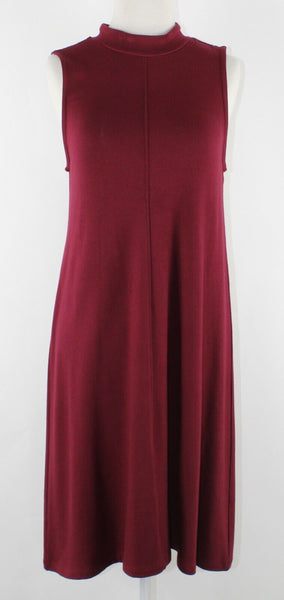 Joan Vass Sz M Burgundy A Line Soft Viscose Lycra Sheath Dress