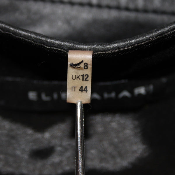 Elie Tahari Dress Sz 8 Black Sleeveless Zipper 100% Leather Poly Bodycon Dress