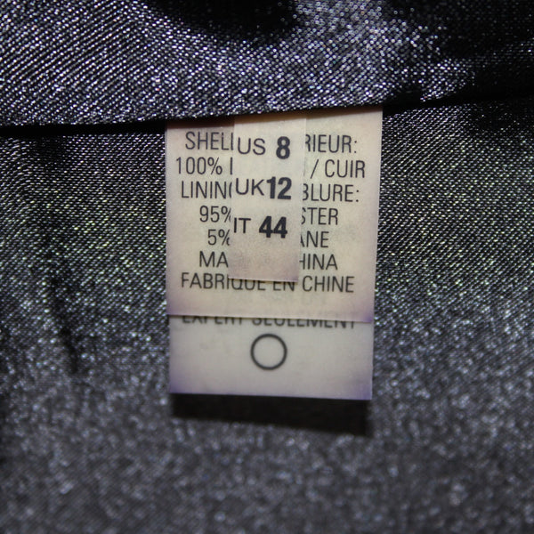 Elie Tahari Dress Sz 8 Black Sleeveless Zipper 100% Leather Poly Bodycon Dress