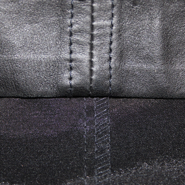 Elie Tahari Dress Sz 8 Black Sleeveless Zipper 100% Leather Poly Bodycon Dress