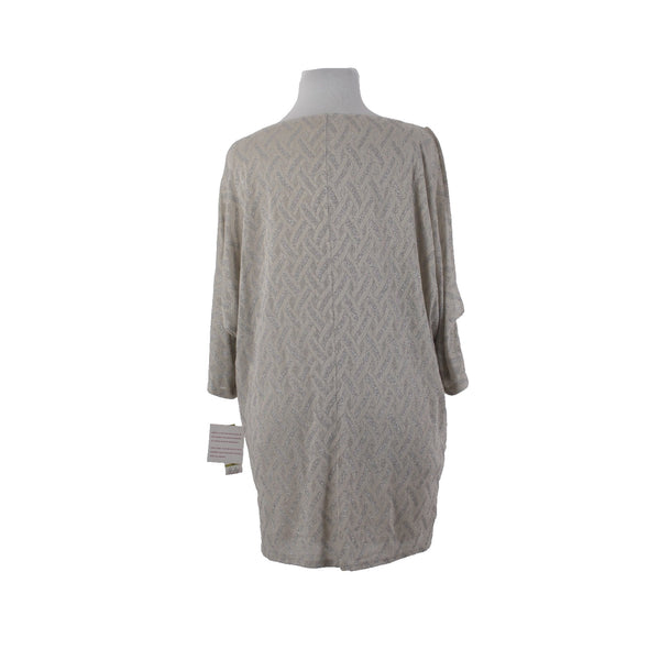 Nine Co Dress NEW Day To Dinner Sz 14 Ivory Silver Metallic Cowl Neck Viscose