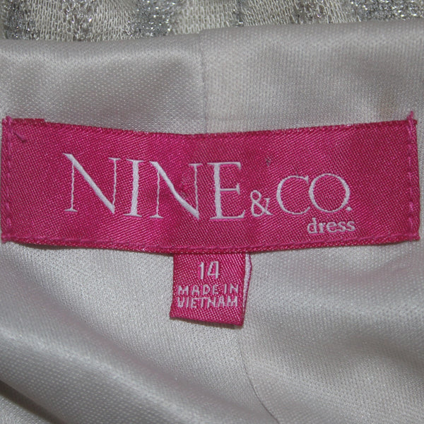 Nine Co Dress NEW Day To Dinner Sz 14 Ivory Silver Metallic Cowl Neck Viscose