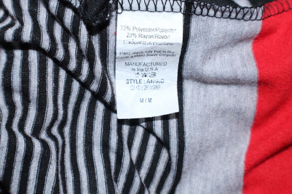 Chris & Carol Sz M Red Gray Charcoal Stripe Poly Rayon Tunic Top