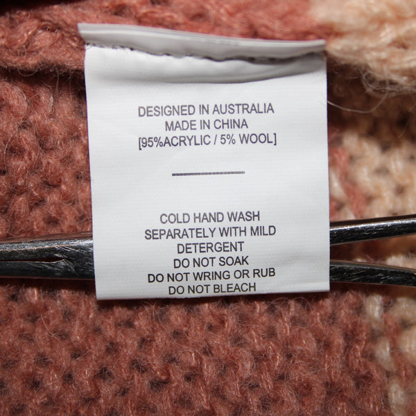 Petal Pup Sz S Camel Burgundy Striped Multicolor  Acrylic Wool Knit Wrap Sweater