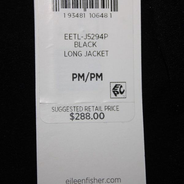 Eileen Fisher NEW $288 Petite Sz PM Black Collared Pockets Viscose Nylon Jacket
