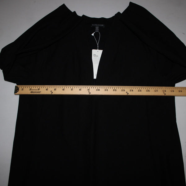 Eileen Fisher NEW $288 Petite Sz PM Black Collared Pockets Viscose Nylon Jacket