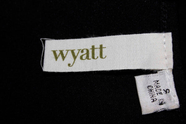 Wyatt Sz S Black Zip Fit Flare Vertical Pintuck Gathered Skirt Rayon Blend Dress