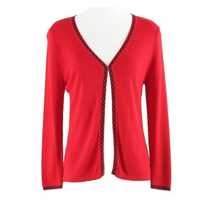 Finity Sz S Red And Black Hook Front Rayon Nylon Cardigan