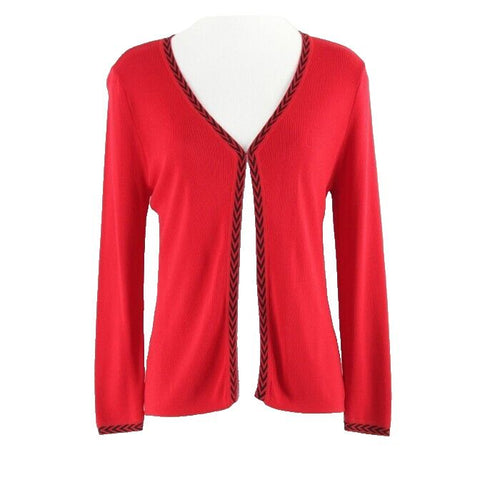 Finity Sz S Red And Black Hook Front Rayon Nylon Cardigan