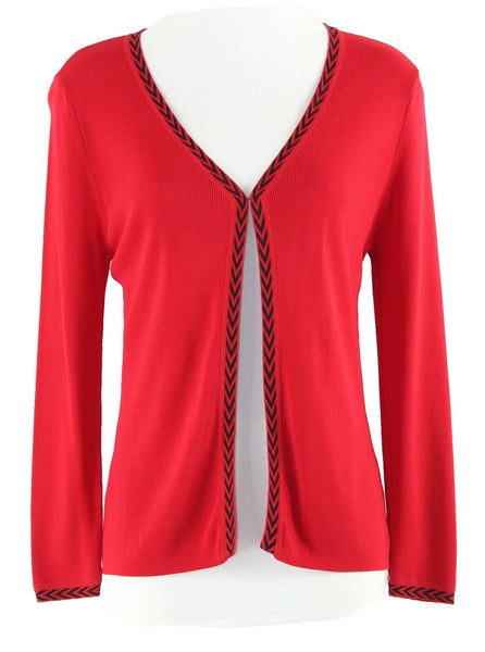 Finity Sz S Red And Black Hook Front Rayon Nylon Cardigan