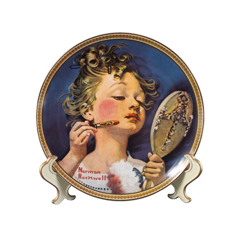Edwin M Knowles Making Believe At The Mirror By Norman Rockwell #3946J Plate