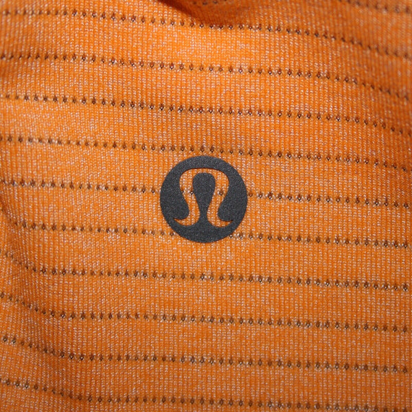Lululemon NEW Sz M Orange White Gray Striped Dry Sense Long Sleeve Poly AW Top