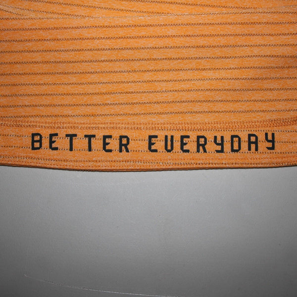 Lululemon NEW Sz M Orange White Gray Striped Dry Sense Long Sleeve Poly AW Top