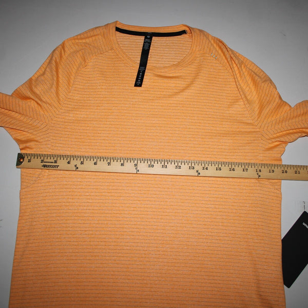 Lululemon NEW Sz M Orange White Gray Striped Dry Sense Long Sleeve Poly AW Top