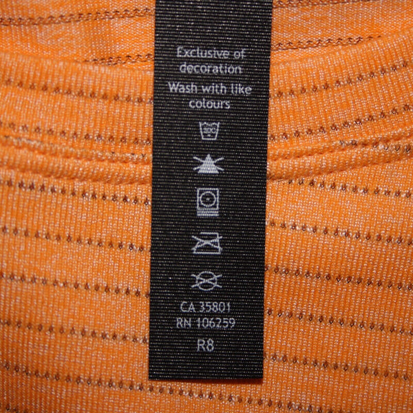 Lululemon NEW Sz M Orange White Gray Striped Dry Sense Long Sleeve Poly AW Top