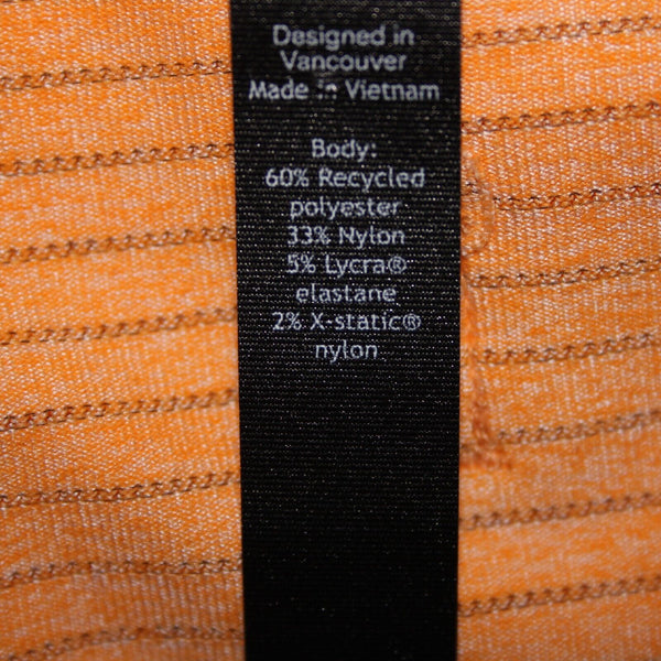 Lululemon NEW Sz M Orange White Gray Striped Dry Sense Long Sleeve Poly AW Top