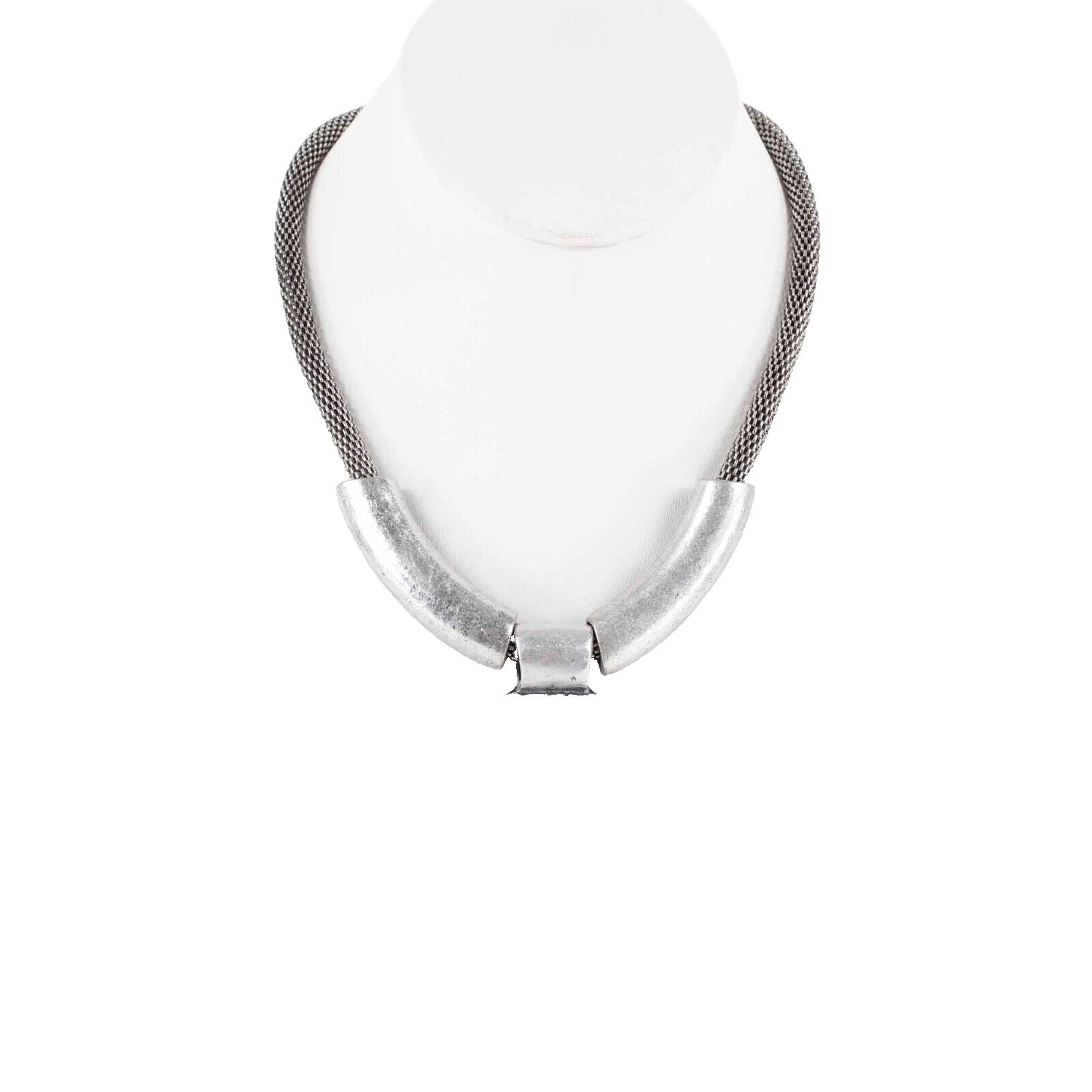 Aldo NEW Schappell 17" Ext. 3" Silvertone Statement Lobster Closure Necklace