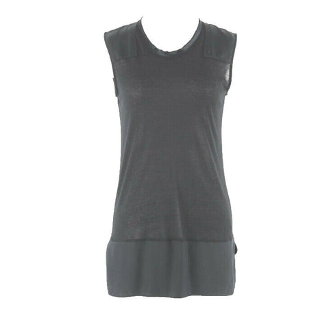 Rag & Bone Sz XS Black Hi Lo Sheer Split Side Viscose Silk Top