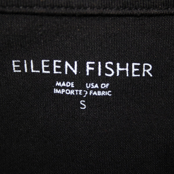 Eileen Fisher Jacket Sz S Black Snap Buttons Pockets Collar Organic Cotton Lycra